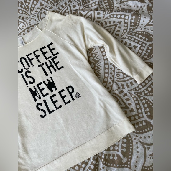 Coffee is the New Sleep Three Quarter Length Sleeve Off Shoulder Still Rad Tee - Picture 5 of 7